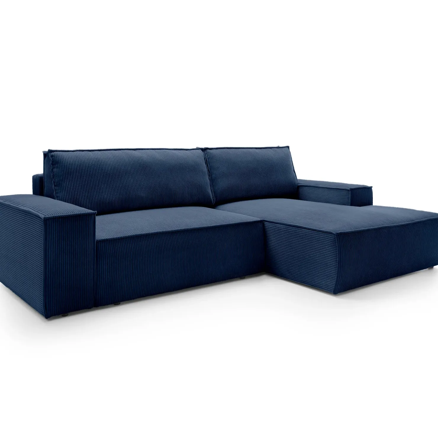 Garnero Arredamenti Divano letto angolare destra 3 posti 267x167cm velluto a coste blu Relaxion Velluto a Coste Poso Blu Outlet
