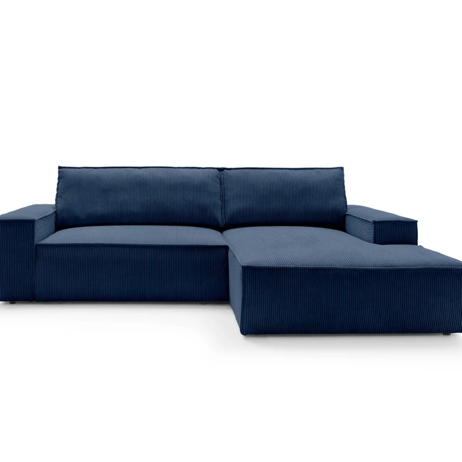 Garnero Arredamenti Divano letto angolare destra 3 posti 267x167cm velluto a coste blu Relaxion Velluto a Coste Poso Blu Outlet
