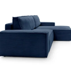 Garnero Arredamenti Divano letto angolare destra 3 posti 267x167cm velluto a coste blu Relaxion Velluto a Coste Poso Blu Outlet