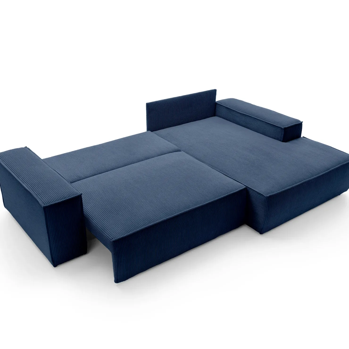 Garnero Arredamenti Divano letto angolare destra 3 posti 267x167cm velluto a coste blu Relaxion Velluto a Coste Poso Blu Outlet