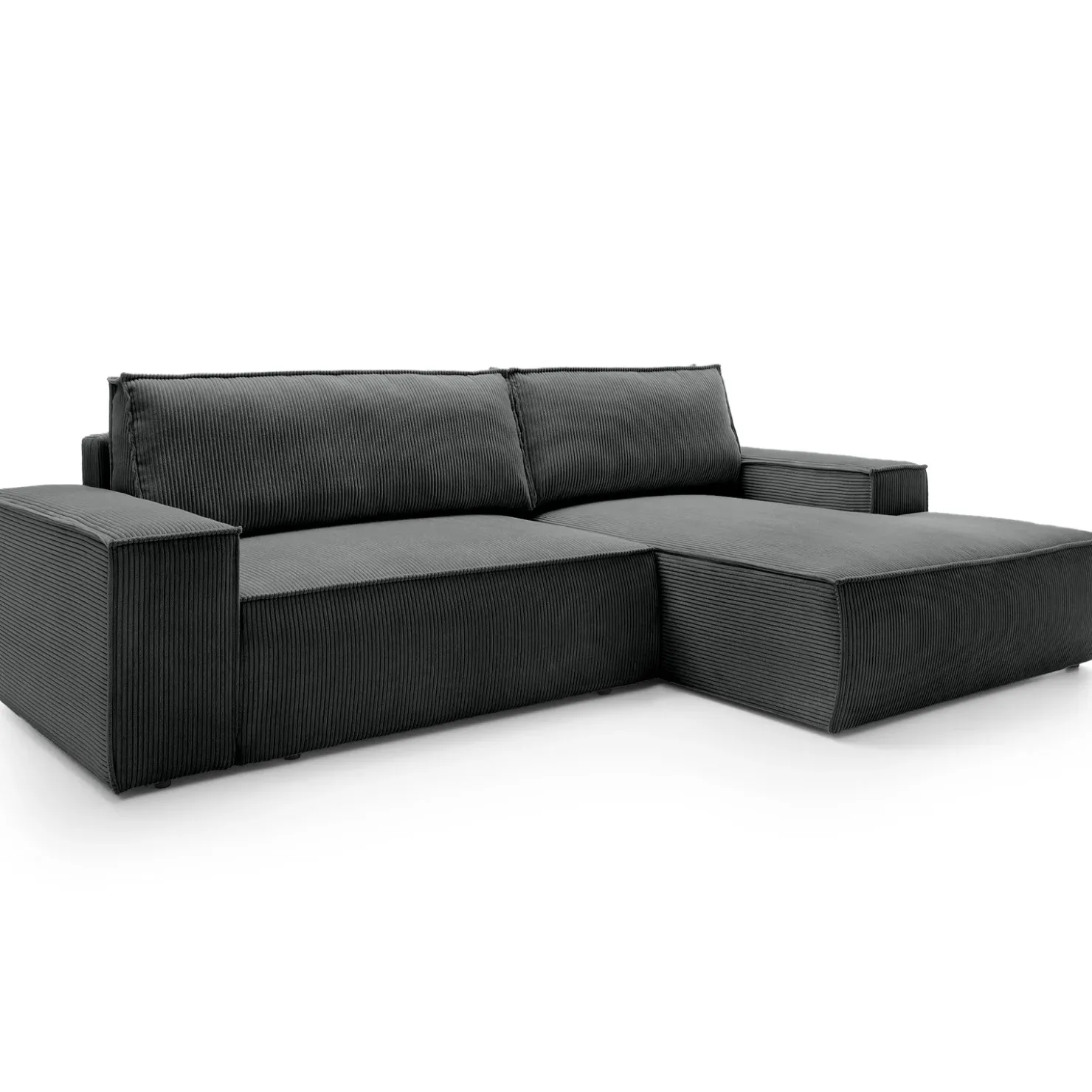 Garnero Arredamenti Divano letto angolare destra 3 posti 267x167cm velluto a coste antracite Relaxion Velluto a Coste Poso Antracite New