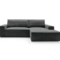 Garnero Arredamenti Divano letto angolare destra 3 posti 267x167cm velluto a coste antracite Relaxion Velluto a Coste Poso Antracite New