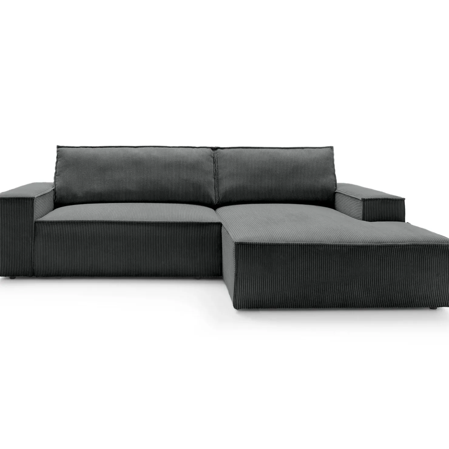 Garnero Arredamenti Divano letto angolare destra 3 posti 267x167cm velluto a coste antracite Relaxion Velluto a Coste Poso Antracite New