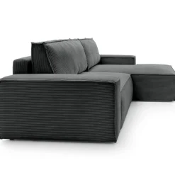 Garnero Arredamenti Divano letto angolare destra 3 posti 267x167cm velluto a coste antracite Relaxion Velluto a Coste Poso Antracite New