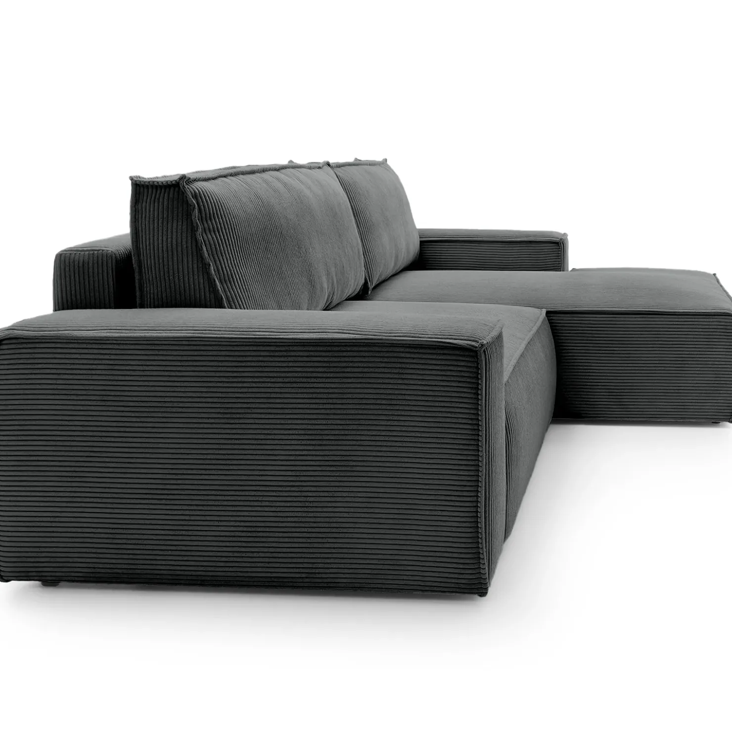 Garnero Arredamenti Divano letto angolare destra 3 posti 267x167cm velluto a coste antracite Relaxion Velluto a Coste Poso Antracite New