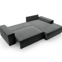 Garnero Arredamenti Divano letto angolare destra 3 posti 267x167cm velluto a coste antracite Relaxion Velluto a Coste Poso Antracite New