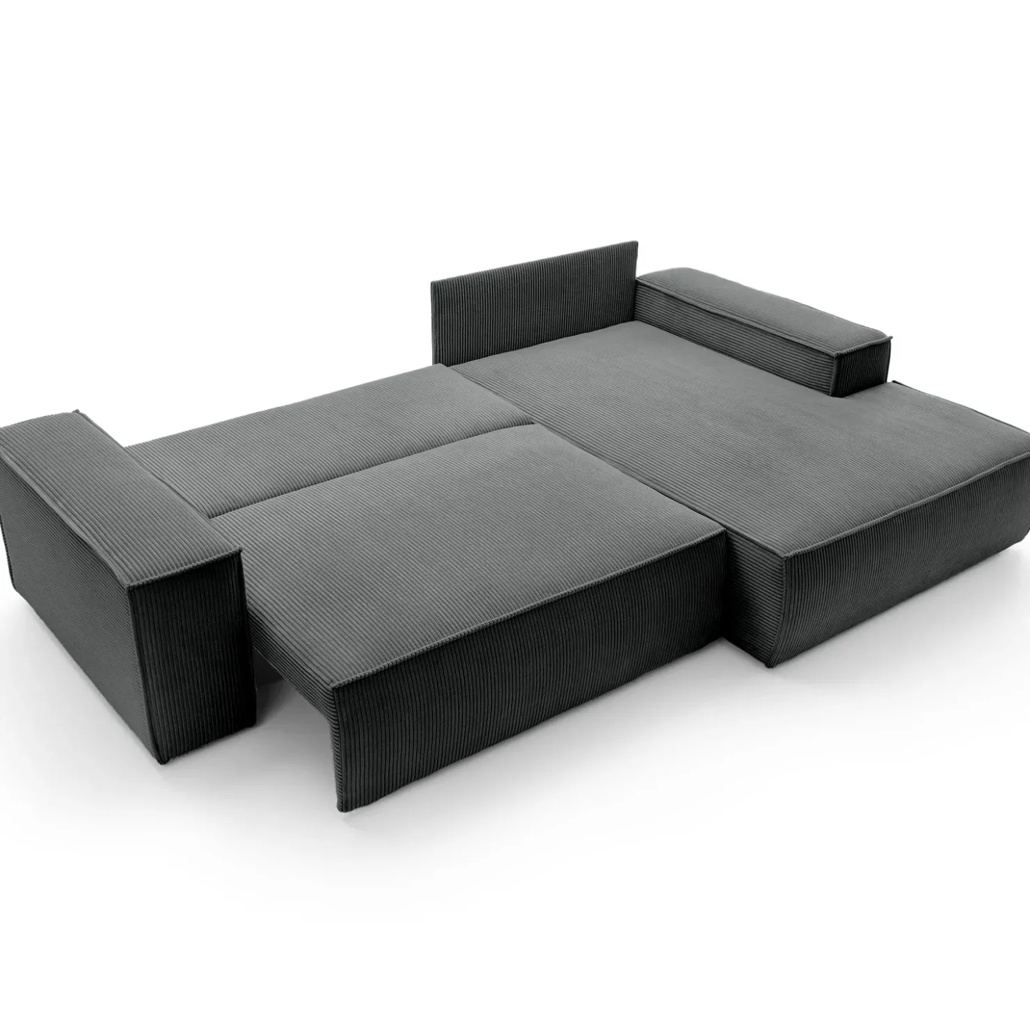 Garnero Arredamenti Divano letto angolare destra 3 posti 267x167cm velluto a coste antracite Relaxion Velluto a Coste Poso Antracite New