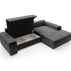 Garnero Arredamenti Divano letto angolare destra 3 posti 267x167cm velluto a coste antracite Relaxion Velluto a Coste Poso Antracite New