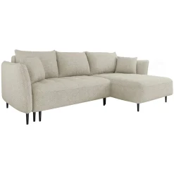 Garnero Arredamenti Divano letto angolare destro 3 posti 276x158cm tessuto tortora Angle Tessuto Peluche Onega Tortora New