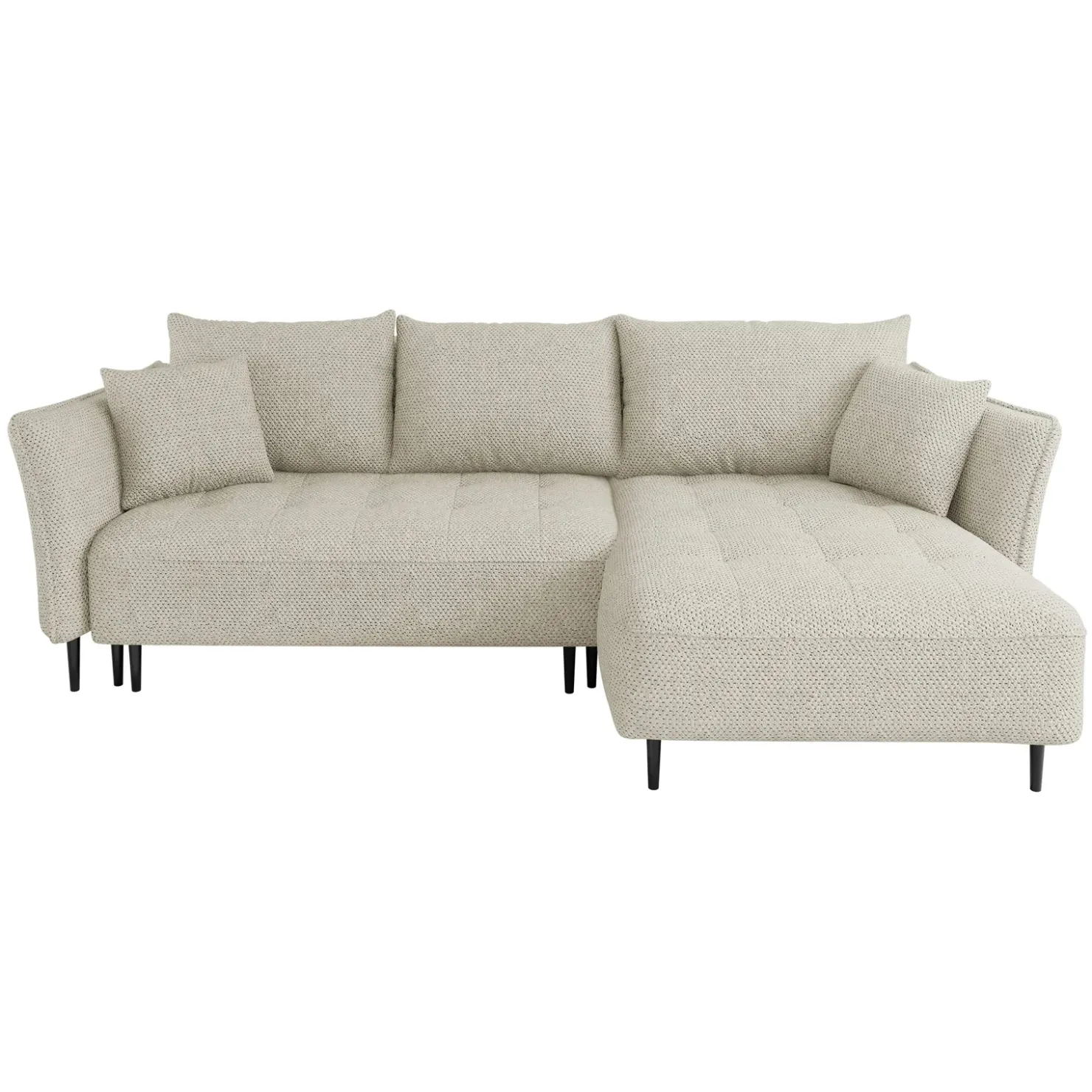 Garnero Arredamenti Divano letto angolare destro 3 posti 276x158cm tessuto tortora Angle Tessuto Peluche Onega Tortora New