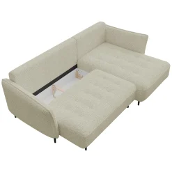 Garnero Arredamenti Divano letto angolare destro 3 posti 276x158cm tessuto tortora Angle Tessuto Peluche Onega Tortora New