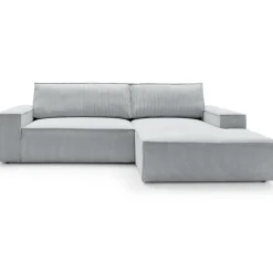 Garnero Arredamenti Divano letto angolare destra 3 posti 267x167cm velluto a coste grigio chiaro Relaxion Velluto a Coste Poso Grigio Outlet