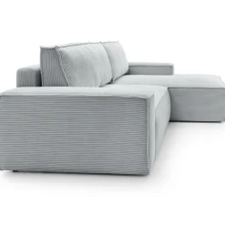 Garnero Arredamenti Divano letto angolare destra 3 posti 267x167cm velluto a coste grigio chiaro Relaxion Velluto a Coste Poso Grigio Outlet