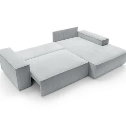 Garnero Arredamenti Divano letto angolare destra 3 posti 267x167cm velluto a coste grigio chiaro Relaxion Velluto a Coste Poso Grigio Outlet