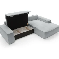 Garnero Arredamenti Divano letto angolare destra 3 posti 267x167cm velluto a coste grigio chiaro Relaxion Velluto a Coste Poso Grigio Outlet