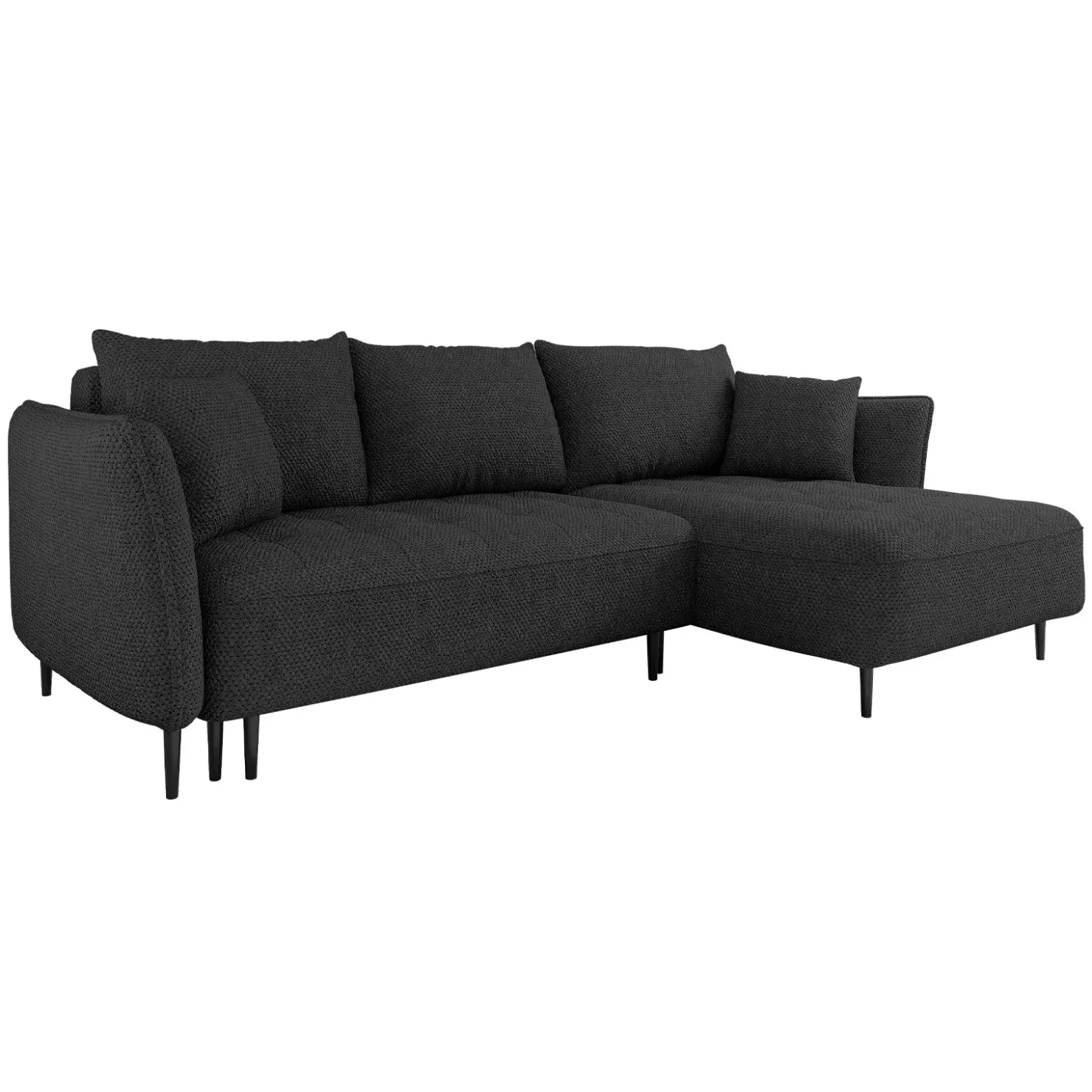 Garnero Arredamenti Divano letto angolare destro 3 posti 276x158cm tessuto grigio antracite Angle Tessuto Peluche Onega Antracite