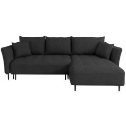 Garnero Arredamenti Divano letto angolare destro 3 posti 276x158cm tessuto grigio antracite Angle Tessuto Peluche Onega Antracite