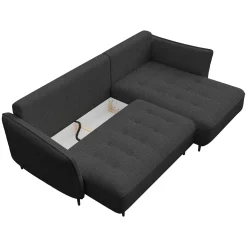 Garnero Arredamenti Divano letto angolare destro 3 posti 276x158cm tessuto grigio antracite Angle Tessuto Peluche Onega Antracite