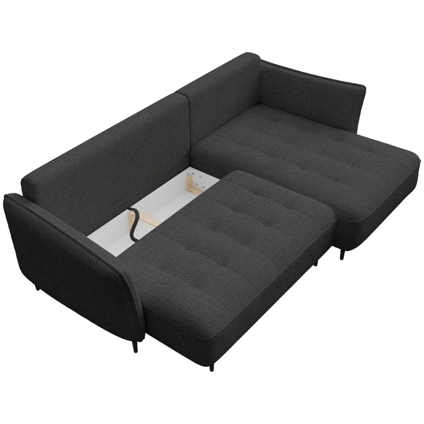 Garnero Arredamenti Divano letto angolare destro 3 posti 276x158cm tessuto grigio antracite Angle Tessuto Peluche Onega Antracite