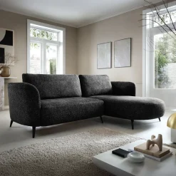 Garnero Arredamenti Divano letto angolare destra 3 posti 260x180cm tessuto bouclè antracite Repose Tessuto Bouclè Blur Antracite New
