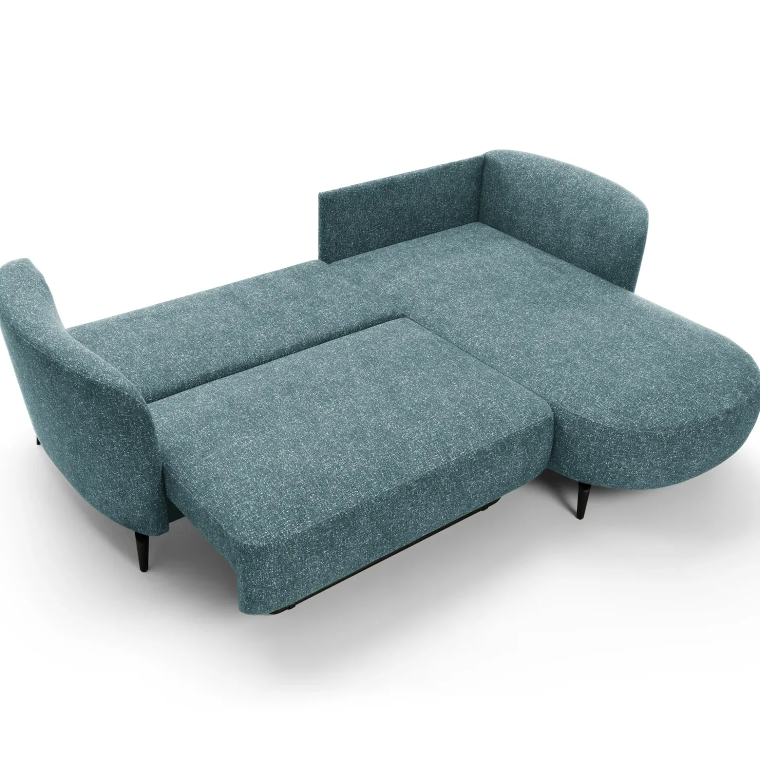 Garnero Arredamenti Divano letto angolare destra 3 posti 260x180cm tessuto bouclè azzurro Repose Tessuto Bouclè Blur Azzurro Best