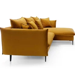Garnero Arredamenti Divano letto angolare destro 3 posti 258x167cm tessuto giallo senape Lushify Tessuto Riviera Vellutato Senape Hot