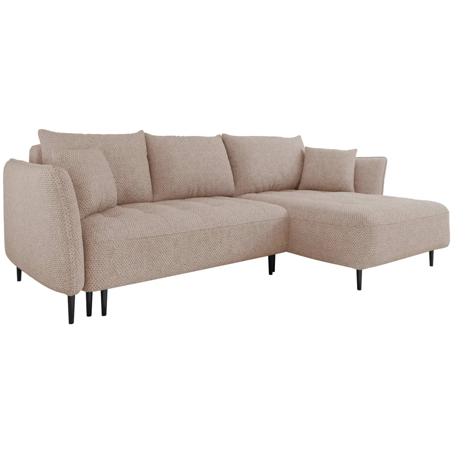 Garnero Arredamenti Divano letto angolare destro 3 posti 276x158cm tessuto rosa Angle Tessuto Peluche Onega Rosa Clearance