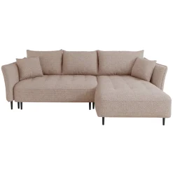 Garnero Arredamenti Divano letto angolare destro 3 posti 276x158cm tessuto rosa Angle Tessuto Peluche Onega Rosa Clearance