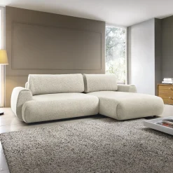 Garnero Arredamenti Divano letto angolare destra 3 posti 270x167cm tessuto bianco Cloudify Tessuto Puente Bianco Online