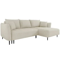 Garnero Arredamenti Divano letto angolare destro 3 posti 276x158cm tessuto beige Angle Tessuto Peluche Onega Beige Discount