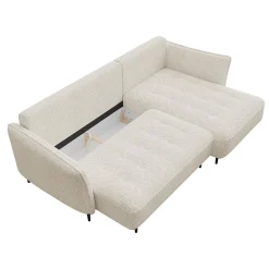 Garnero Arredamenti Divano letto angolare destro 3 posti 276x158cm tessuto beige Angle Tessuto Peluche Onega Beige Discount