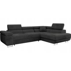 Garnero Arredamenti Divano letto angolare destra imbottito 274x203cm nero Bormio Tessuto Vellutato Manila Nero Hot