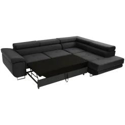 Garnero Arredamenti Divano letto angolare destra imbottito 274x203cm nero Bormio Tessuto Vellutato Manila Nero Hot