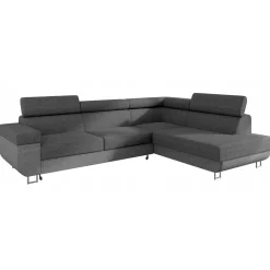 Garnero Arredamenti Divano letto angolare destra 5 posti 253x188cm grigio Almese Tessuto Treccia Fine Lux Grigio Sale
