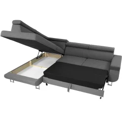 Garnero Arredamenti Divano letto angolare destra 5 posti 253x188cm grigio Almese Tessuto Treccia Fine Lux Grigio Sale