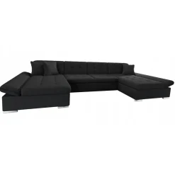 Garnero Arredamenti Divano letto angolare moderno design 360x160cm nero Carpiano Discount