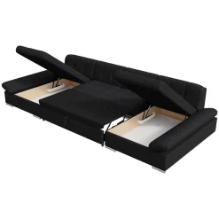 Garnero Arredamenti Divano letto angolare moderno design 360x160cm nero Carpiano Discount