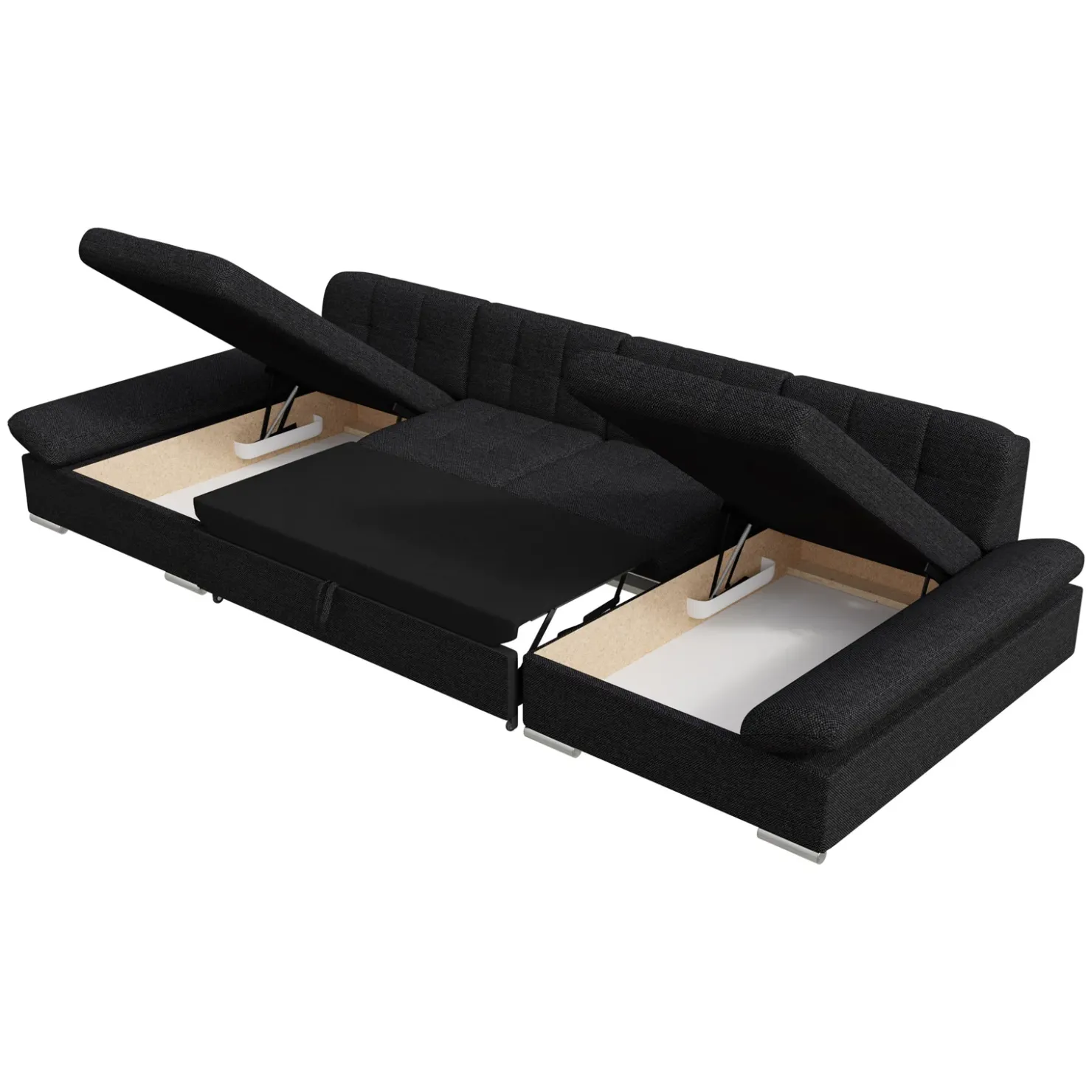 Garnero Arredamenti Divano letto angolare moderno design 360x160cm nero Carpiano Discount