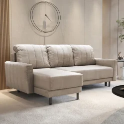 Garnero Arredamenti Divano letto angolare reversibile 230x140cm tessuto beige Baffy Online