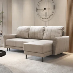 Garnero Arredamenti Divano letto angolare reversibile 230x140cm tessuto beige Baffy Online