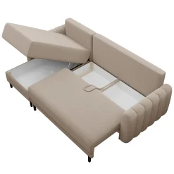 Garnero Arredamenti Divano letto angolare reversibile 230x140cm tessuto beige Baffy Online