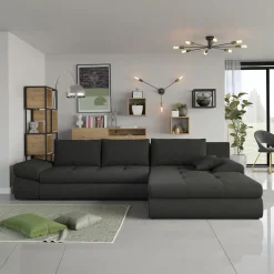 Garnero Arredamenti Divano letto angolare reversibile 313x215cm tessuto antracite Puffo Best