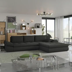 Garnero Arredamenti Divano letto angolare reversibile 313x215cm tessuto antracite Puffo Best