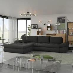 Garnero Arredamenti Divano letto angolare reversibile 313x215cm tessuto antracite Puffo Best