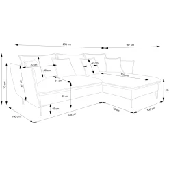 Garnero Arredamenti Divano letto angolare sinistro 3 posti 258x167cm tessuto arancio Lushify Tessuto Magic Velvet Arancio Sale