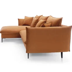 Garnero Arredamenti Divano letto angolare sinistro 3 posti 258x167cm tessuto arancio Lushify Tessuto Magic Velvet Arancio Sale