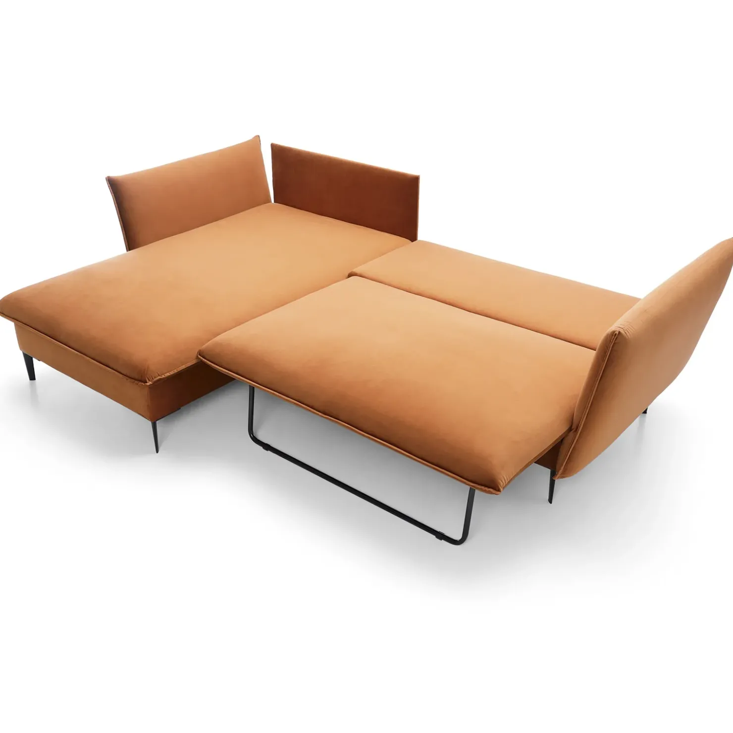 Garnero Arredamenti Divano letto angolare sinistro 3 posti 258x167cm tessuto arancio Lushify Tessuto Magic Velvet Arancio Sale