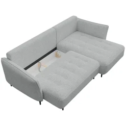 Garnero Arredamenti Divano letto angolare sinistro 3 posti 276x158cm tessuto grigio Angle Tessuto Peluche Onega Grigio