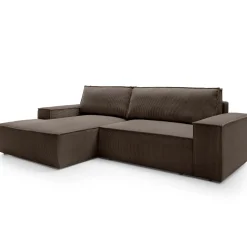 Garnero Arredamenti Divano letto angolare sinistra 3 posti 267x167cm velluto a coste marrone Relaxion Velluto a Coste Poso Marrone