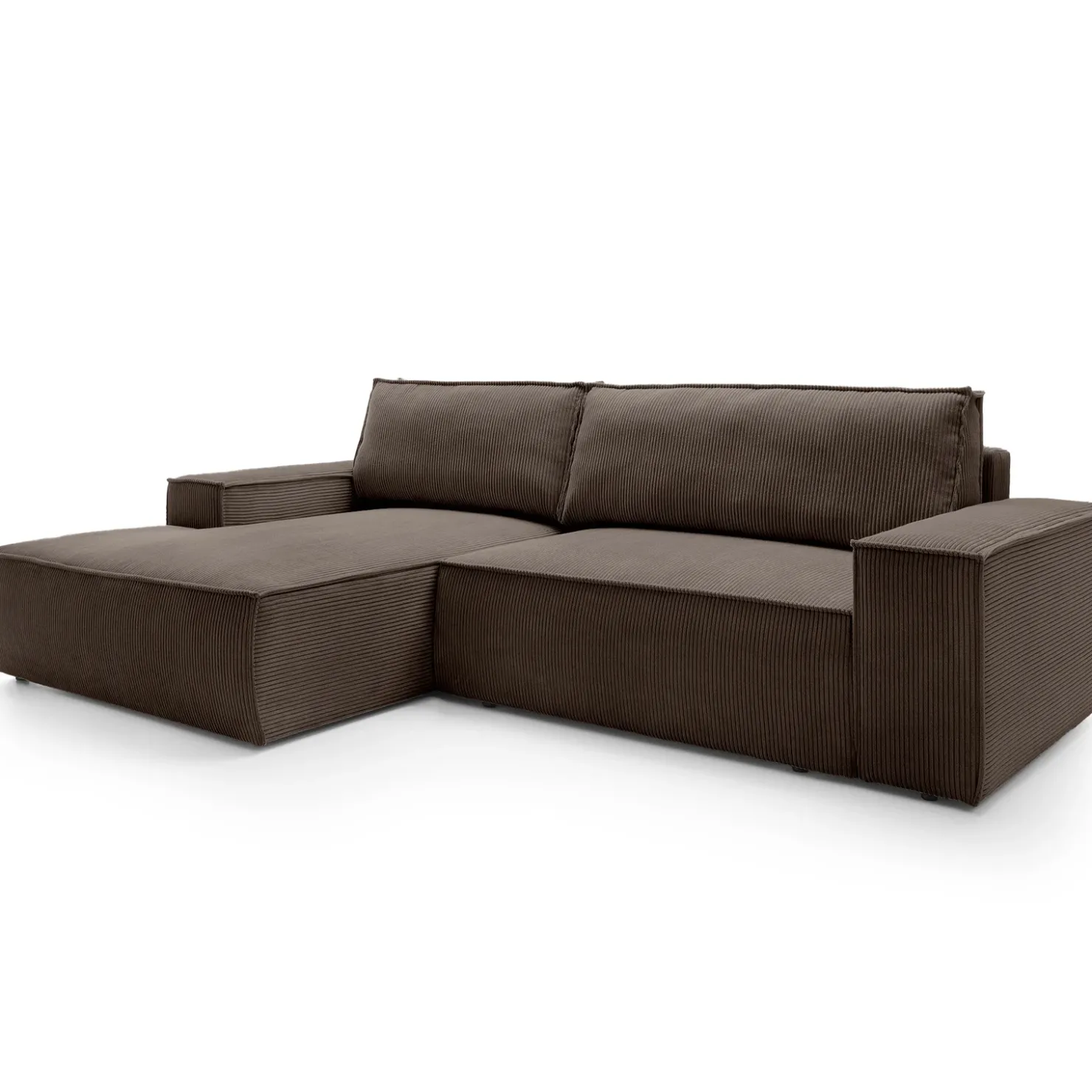 Garnero Arredamenti Divano letto angolare sinistra 3 posti 267x167cm velluto a coste marrone Relaxion Velluto a Coste Poso Marrone